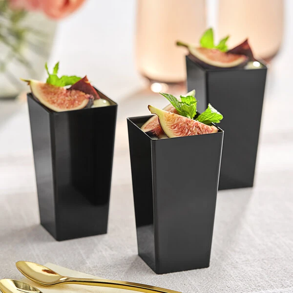 Choice Black Square Plastic Mini Cup 3 oz.