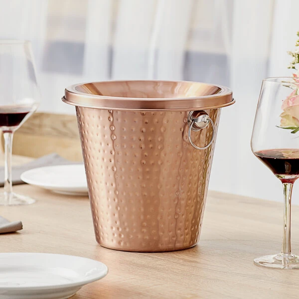 Acopa 4 Qt. Copper Hammered Stainless Steel Wine Tasting Spittoon