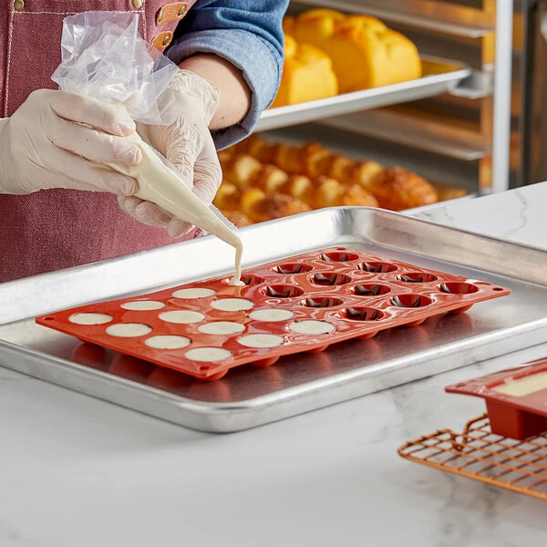 Pavoni Formaflex 24 Compartment Round Silicone Baking Mold FR004 - 1 3/16 inch x 11/16 inch Cavities