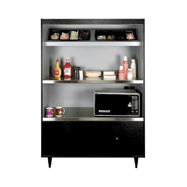 All State Manufacturing 49" x 23 1/4" x 72" Condiment Stand with Double Shelf and Two High Trays AS492-4-HTNL-2