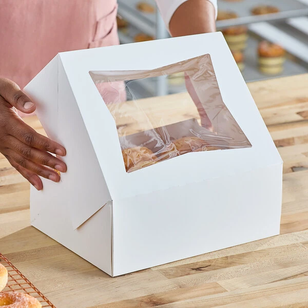 Southern Champion 10 1/4" x 8" x 4" White Auto-Popup Window Donut / Bakery Box - 200/Case