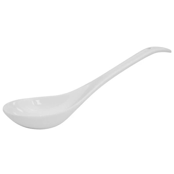 CAC LN-SP10 Lion Head 4 oz. Bright White Porcelain Asian Soup Spoon - 36/Case