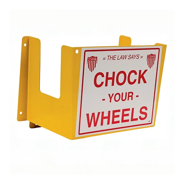 Vestil 16" x 8 5/16" x 11 1/4" Yellow Steel Wall-Mounted Wheel Chock Holder WC-H-R