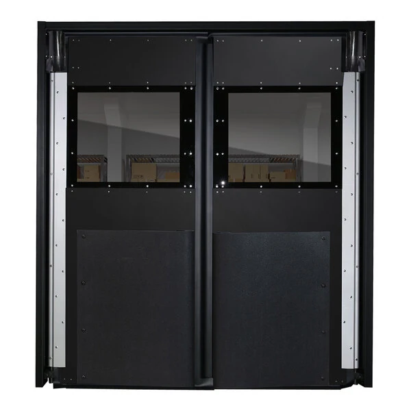 Aleco Impacdor XHD-175 36" x 84" Black Rigid Single Swinging Traffic Door with Window 710114