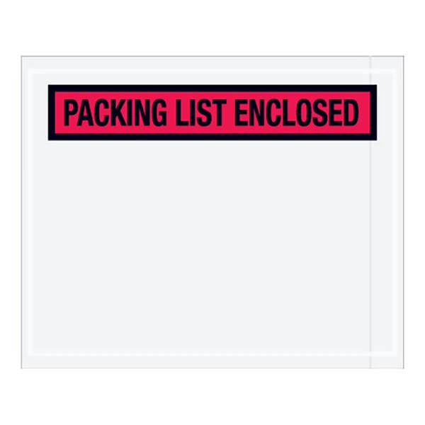 Lavex 4 1/2" x 5 1/2" 2 Mil Red Panel Face Printed Polyethylene Packing List Envelope - 1,000/Case