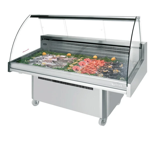 Infrico IDC-VML12 Malaga 49 3/16" Self-Contained Curved Glass Fish Display Case - 115V