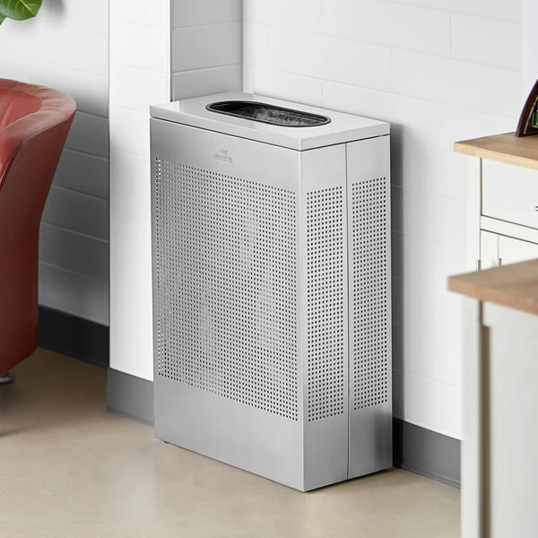 Lancaster Table & Seating 13 Gallon Perforated Stainless Steel Rectangular Decorative Trash Can