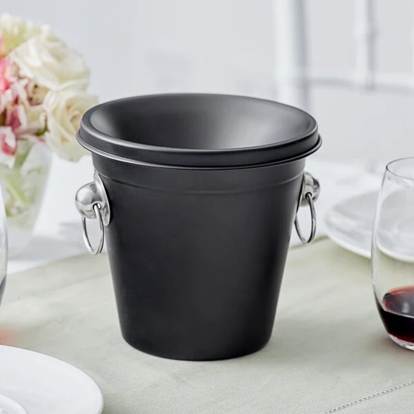Acopa 1.5 Qt. Black Stainless Steel Wine Tasting Spittoon