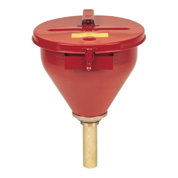 Justrite 10 3/4" Red Galvanized Steel Drum Funnel with 6" Flame Arrestor 08207