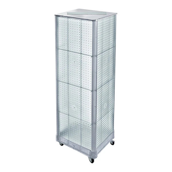 Azar Displays 20" x 20" x 65 1/16" Clear High-Impact Styrene 4-Sided Pegboard Mobile Floor Display 700406-CLR