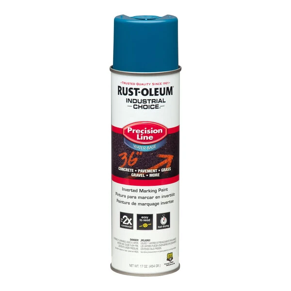 Rust-Oleum Industrial Choice M1800 17 oz. Caution Blue Water-Based Precision Line Marking Paint 203031 - 12/Case