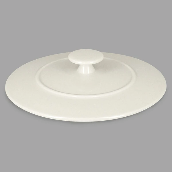 RAK Porcelain Chef's Fusion 6 3/8" x 1 1/8" Sand White Porcelain Cocotte Lid - 6/Case