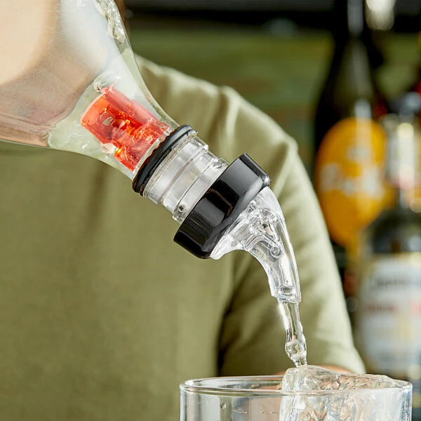 Choice 1 oz. 3-Ball Measured Liquor Pourer with Collar - 12/Pack
