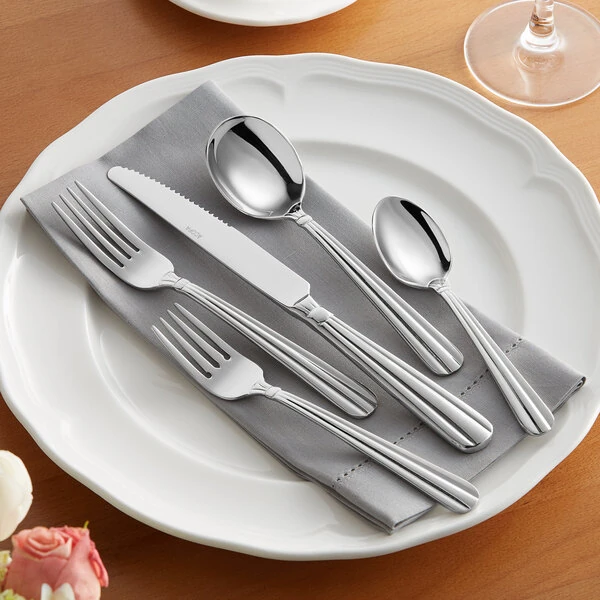 Acopa Harmony 18/8 Stainless Steel Extra Heavy Weight Flatware 5 Piece Set - Sample