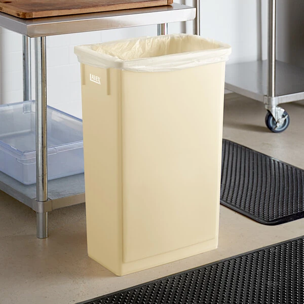 Lavex 23 Gallon Beige Slim Rectangular Trash Can