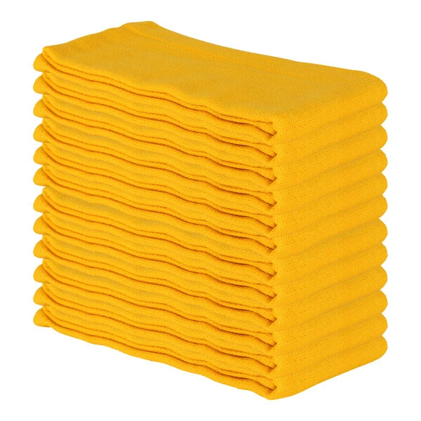 Hospeco 16" x 26" Yellow 100% Cotton Huck Towel - 12/Pack