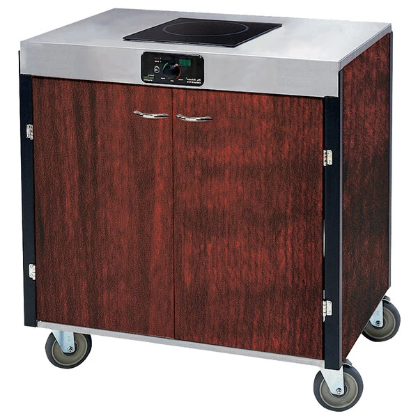 Lakeside 2060RM Creation Express™ Mobile Cooking Cart with 1 Induction Burner, No Exhaust Filtration, and Red Maple Laminate Finish - 22" x 34" x 35 1/2"