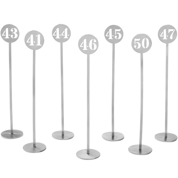 American Metalcraft NSC50 Silver Stamped-Out Number Table Stands - 41 to 50