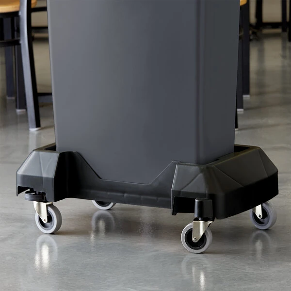 Lavex Black Trainable Slim Trash Can Dolly