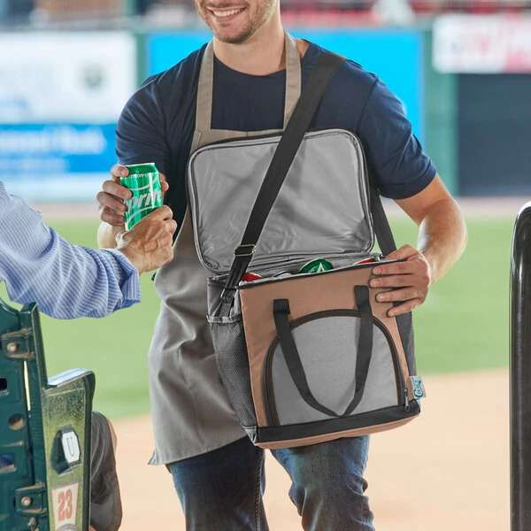 Choice Brown Small Insulated Soft Cooler Bag with Shoulder Strap (Holds 24 Cans)
