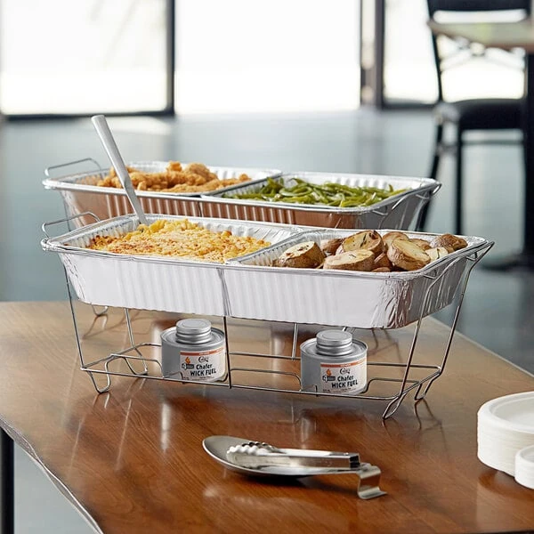Choice Full Size Disposable Wire Chafer Stand Kit with 4 Hour Wick Fuel