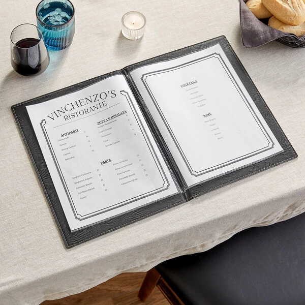 American Metalcraft MCTRLSBL Securit Faux Leather Menu Holder - Black