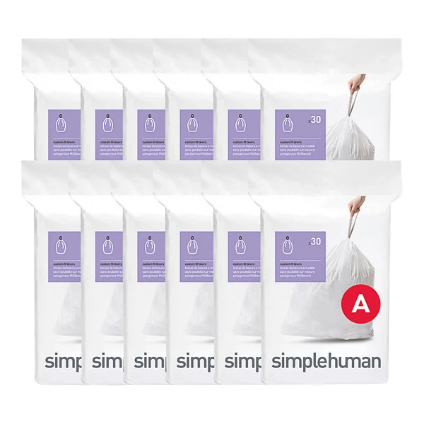 simplehuman CW0250MC 1.2 Gallon 13 Micron 15 11/16" x 11 3/8" Code A White Custom Fit Trash Can Liner - 360/Case