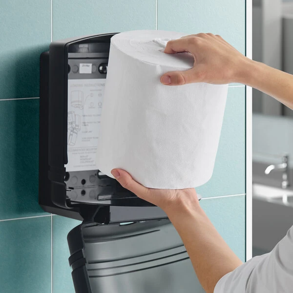 Lavex 1-Ply White Center Pull Paper Towel 750' Roll - 6/Case