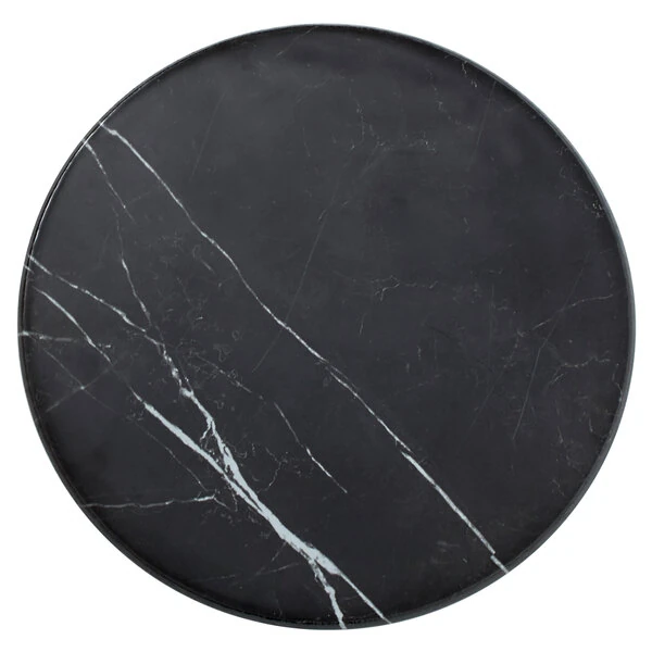 American Metalcraft MB171 17 1/4" x 1 1/8" Round Melamine Serving Board - Faux Black Marble