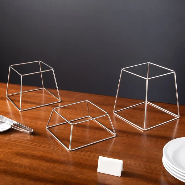 Acopa Square Stainless Steel Metal 3-Piece Display Stand Set