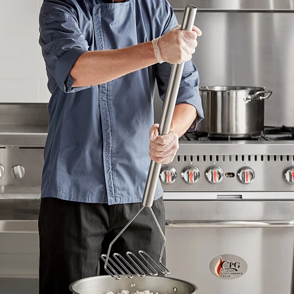 TableCraft 32" Stainless Steel Square-Faced Potato/Bean Masher 7432