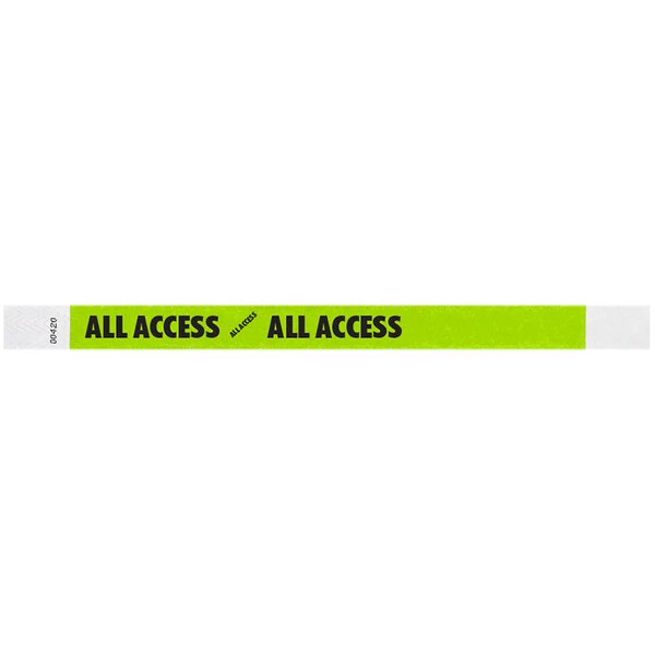 Carnival King Lemon Lime "ALL ACCESS" Disposable Wristband 3/4" x 10" - 500/Bag