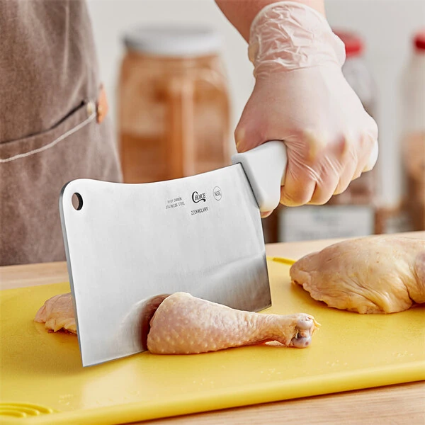 Choice 9" Stainless Steel Cleaver with White Handle