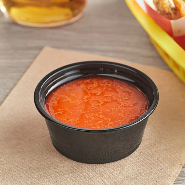 Choice 3.25 oz. Black Plastic Souffle Cup / Portion Cup - 2,500/Case
