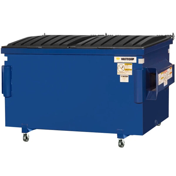 Wastequip 125540C-WEB-BLU 2 Cubic Yard Blue Steel Front End Loading Dumpster with Casters (1,000 lb. Capacity)