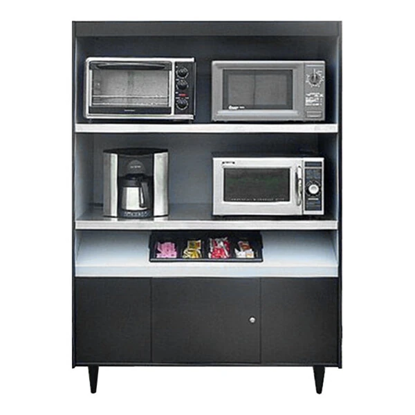 All State Manufacturing 49" x 23 1/4" x 72" Condiment Stand with Double Shelf and Low Tray AS492-4-N/L