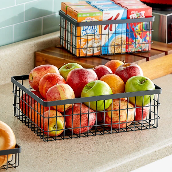 GET Enterprises WB-1294-MG Urban Renewal 12" x 9" x 4" Metal Gray Rectangular Wire Basket