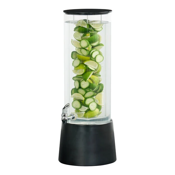 Cal-Mil Logan 3 Gallon Round Beverage Dispenser with Infusion Chamber and Black Melamine Base 26135-3INF-13