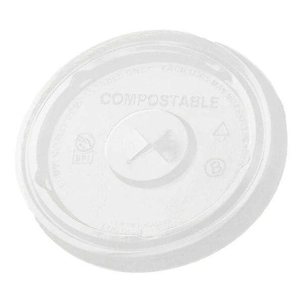 Fabri-Kal LGC12-24 Greenware 12, 16, 20, and 24 oz. Compostable Clear Plastic Lid with Straw Slot - 1,000/Case