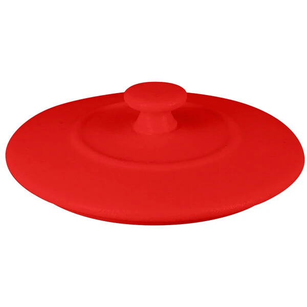 RAK Porcelain Chef's Fusion 4" x 11/16" Ember Red Porcelain Cocotte Lid - 12/Case