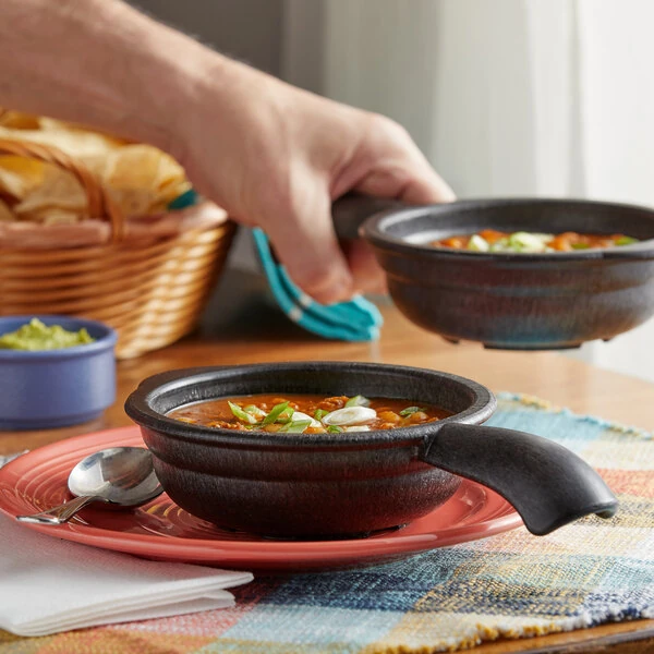 HS Inc. HS1074 12 oz. Charcoal Polypropylene Serving Bowl with Handle   - 24/Case