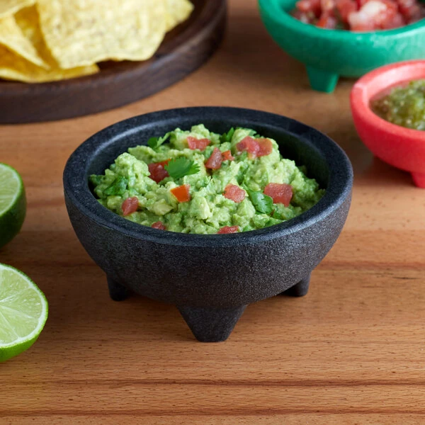 Choice Thermal Plastic 10 oz. Black Molcajete Bowl - 24/Case