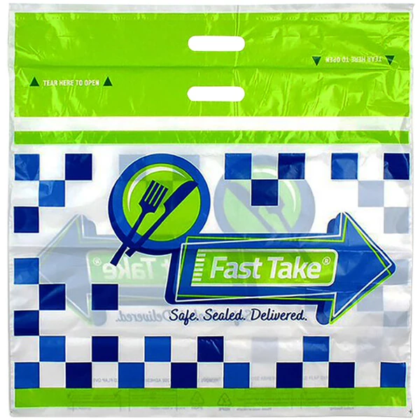 Fast Take Tamper-Evident Printed HDPE Carry Out Bag - 24" x 20" - 250/Case