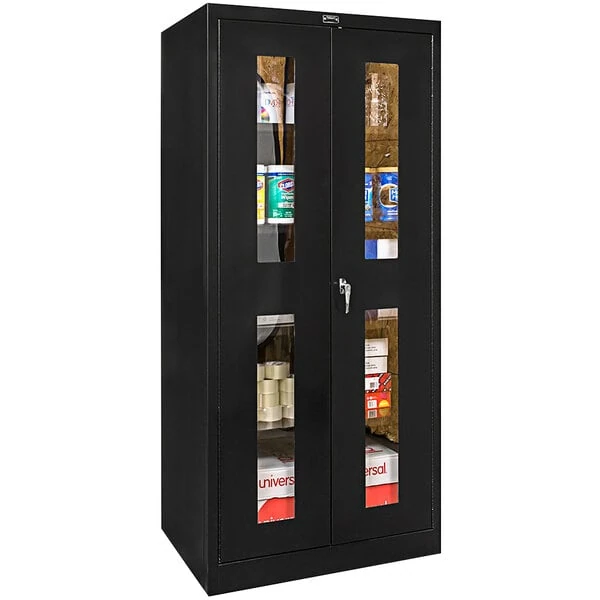 Hallowell 36" x 24" x 72" Black Storage Cabinet with Safety-View Doors - Assembled 415S24SVA-ME