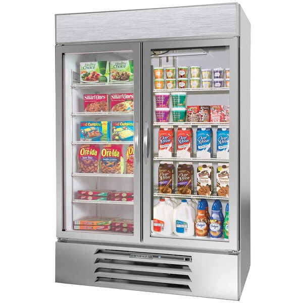 Beverage-Air MMRF49HC-1-A-SW MarketMax 52" Stainless Steel Two Section Glass Door Dual Temperature Merchandiser - Configuration A