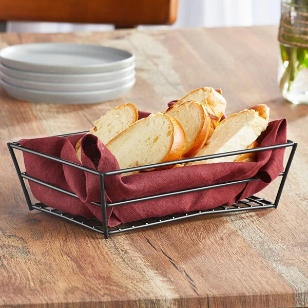 American Metalcraft RMB95B Black Rectangular Small Grid Basket - 9" x 6" x 2 1/2"