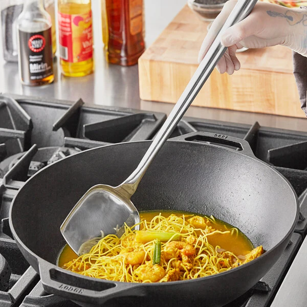 Town 4 1/4" x 4" Medium Stainless Steel Wok Spatula with 14 1/4" Handle 33975