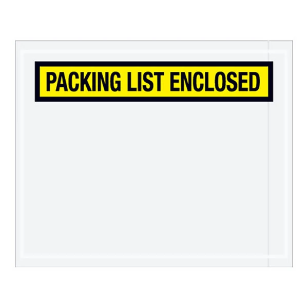 Lavex 4 1/2" x 5 1/2" 2 Mil Yellow Panel Face Printed Polyethylene Packing List Envelope - 1,000/Case