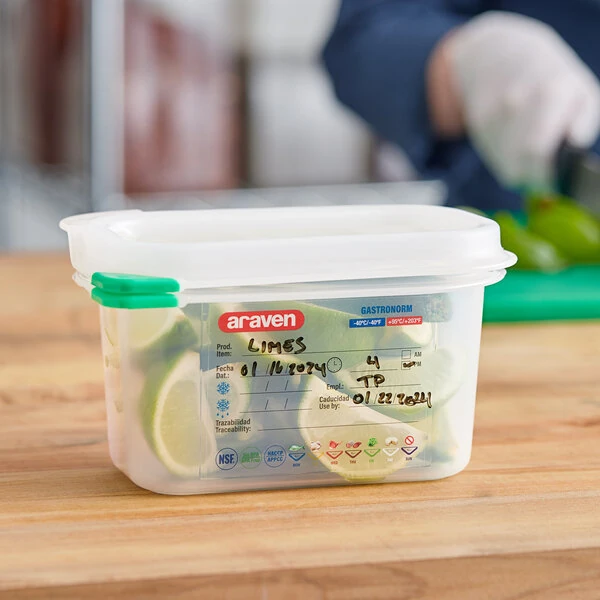 Araven 03021 1/9 Size Translucent Polypropylene Food Pan with Airtight Lid - 4" Deep