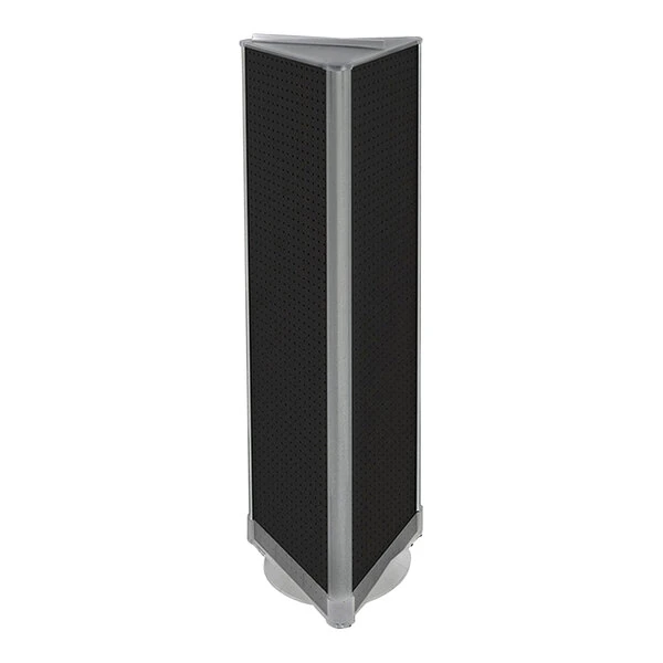 Azar Displays 17" x 17" x 61 13/16" Black High-Impact Styrene 3-Sided Pegboard Spinner Floor Display 700450-BLK